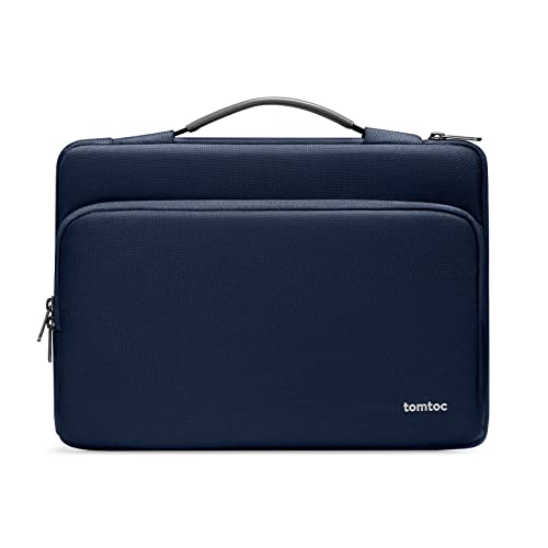 tomtoc 360°保護 パソコンブリーフケース 14インチ MacBook Pro 2023-2021 M2/M1 対応 撥水加工 耐衝撃 ノートPCケース ビジネスバッグ ダークブルー
