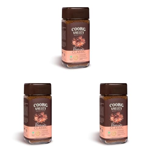 Image of Coorg Valley Premium Classic Instant Coffee 50g | 100% Pure Coffee | Freeze Dried | Bold & Strong Flavor (Pack of 3)