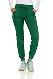 MediChic Medical Nursing Ribbed Scrub Joggers for Women - Stretch Jogger Scrub Knit Waist Bottoms with 6 Pockets, Easy Care Hunter