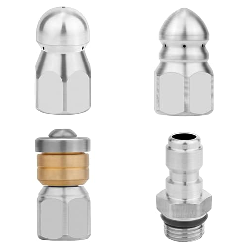 Raheem 4pcs Jet Nozzle with NPT 1/4 Inch Quick Connect for Karcher Drain Cleaning Kit Drain Jetter for Pressure Washer Karcher Drain Cleaning Hose Sewer Jetter Nozzles Stainless Steel Sealant Nozzle