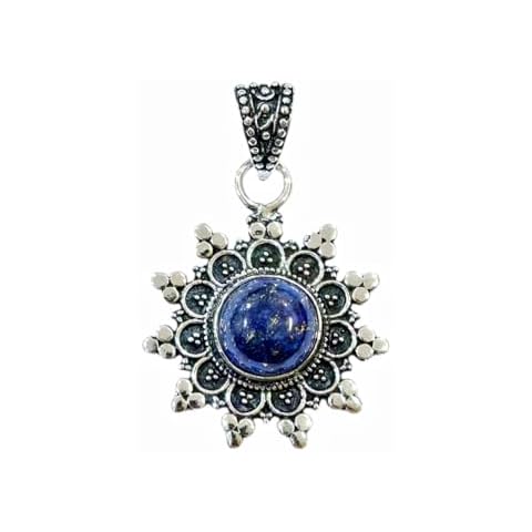 Natural Lapis Lazuli Pendant in Silver Cover