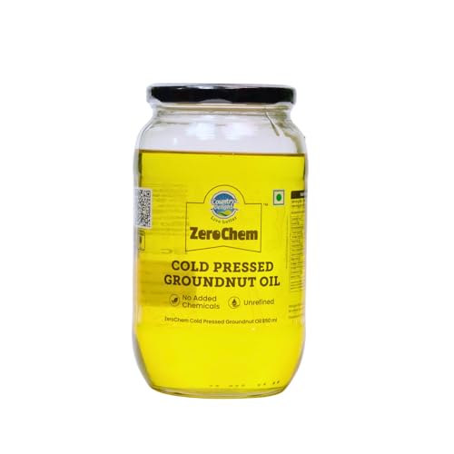 Image of Country Delight Groundnut Oil - 850 ml Glass Jar (ZeroChem Cold Pressed) | Pure & Natural Peanut Oil | Kohlu /Chekku Extraction | Cholesterol Free Cooking Oil | Rich Aroma & Nutty Flavor