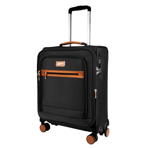 Image of F Gear Softair Small Cabin Soft Luggage | Lightweight Expandable Carry-On Trolley Bag with 360 Spinner Wheels, Silent 8-Wheel System, Built-in TSA Lock, Anti-Theft Zipper & Luggage Tag (Black)