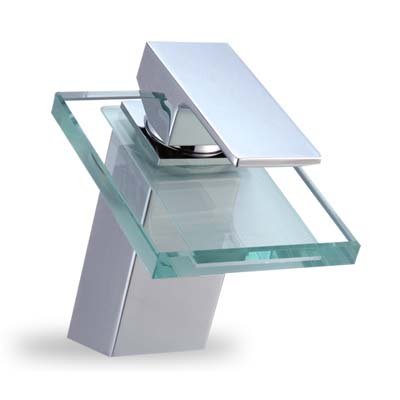 Wasserfall Glas Armatur Waschbecken Bad Chrom Wasserhahn Waschtisch Einhebelmischer Waschtischarmatur Einhandmischer Badarmatur Waschbeckenarmatur