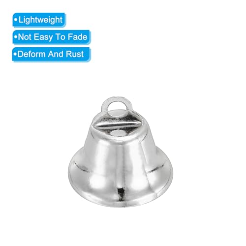 Patikil Mini Craft Bells - 50pcs 0.6" Metal Hanging Bells for DIY Party Wedding Decoration Silver - Image 3