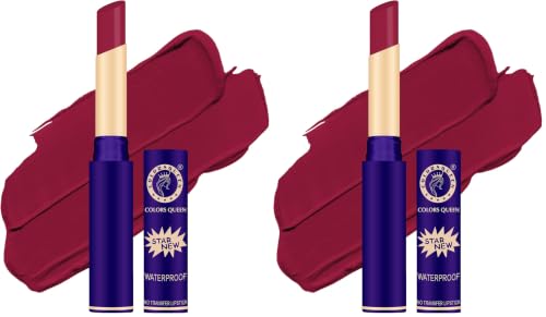 Image of Colors Queen Queen Lips Matte Lipstick | Long Lasting Lipstick Waterproof Highly Pigmented with Smooth Application | Smudge Proof Lipstick for Women (16 - Bridal Maroon) (Pack of 2)