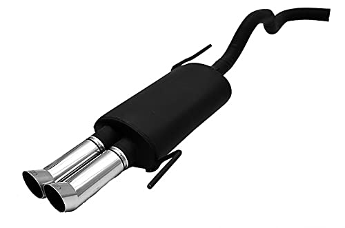 V-MAXZONE PARTS Sport Exhaust Muffler Black Steel Tailpipe Stainless Steel Double Round Tips 80mm Compatible with Seat Ibiza 6K Hatchback 1.4 44kW 60HP 1996 1997 1998 1999