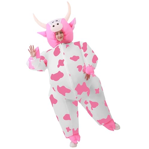 JASHKE Costume Vache Gonflable Costume Gonflable de Vache Rose Costumes Halloween Gonflables pour...