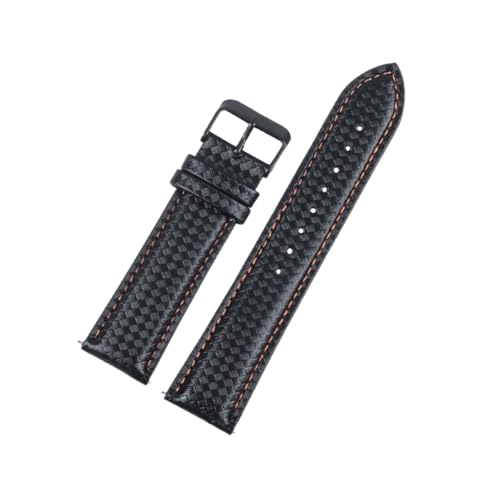 Bracelet en cuir bovin look carbone 20-22mm, l'élégance moderne au poignet