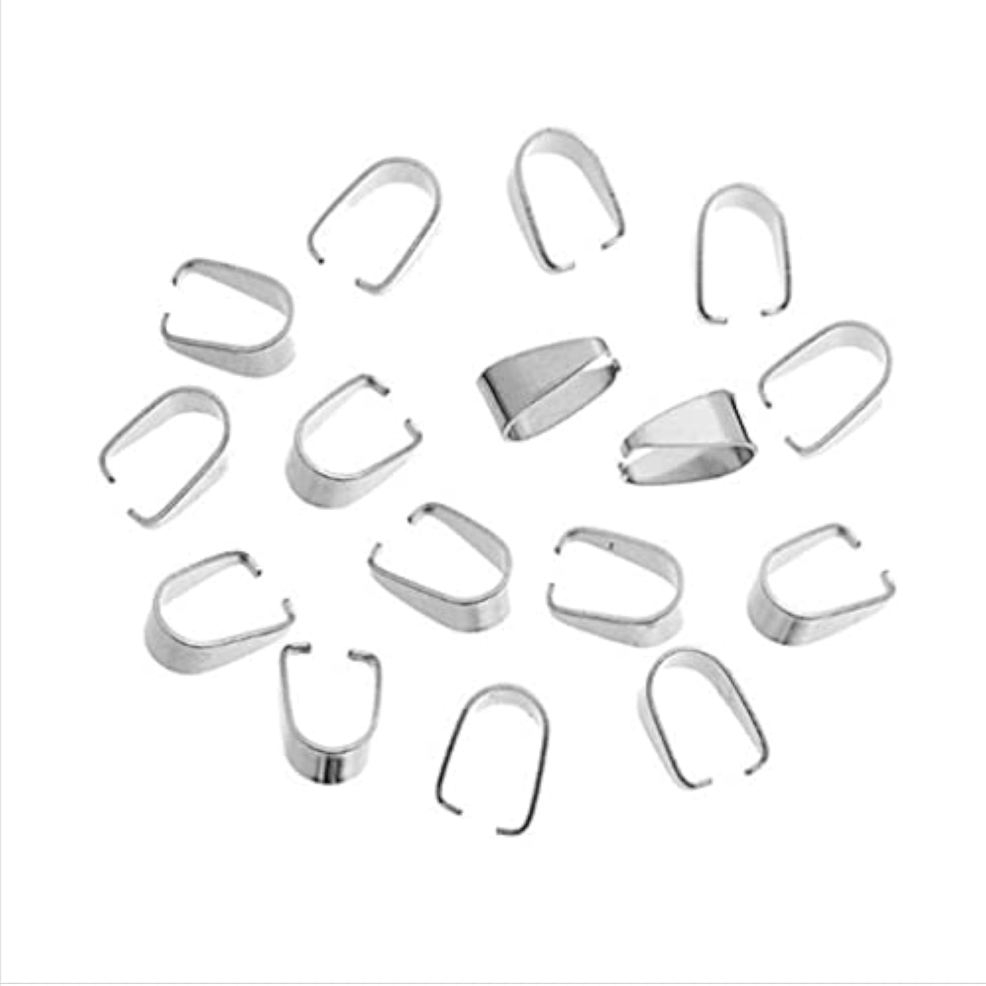 3x100 Pieces Silver Pendant Pinch Bails, Connector Clasps