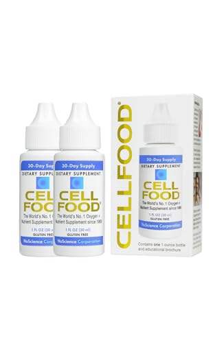 Cellfood Oxygen Boost - 1 fl oz 2 Pack - Liquid Oxygen Supplement for Lymphatic Drainage Altitude Sickness Jet Lag Fatigue Headaches Hangovers & Energy - Gluten Free Cert. Kosher