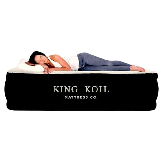 King Koil Queen Air Mattress with Built-in Pump - Best Inflatable Airbed Queen Size - Elevated Raised Air Mattress Quilt Top 1-Year Manufacturer Guarantee Included