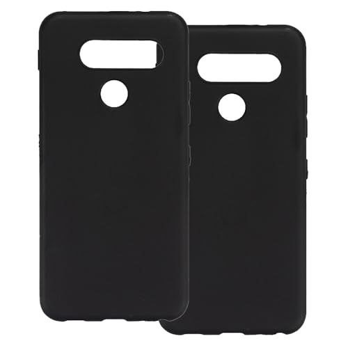 UOGNADGD 2-Pack TPU Case Compatible with LG Q70 Phone Cover - Shockproof Flexible Protective Accessories with Precise Cutouts (Black)