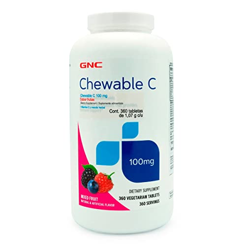 Vitamínicos, GNC Vitamina C masticable 100 mg Frutas, 360 tabs