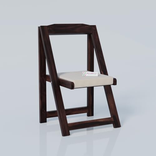 Image of Jangid Handicraft Sheesham Wood Folding Chair with Cushion for Living Room | Wooden Contemporary Foldable Resting Adults Chair with Cushion for Balcony & Hall | Walnut Finish