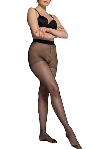 Ulla Popken Damen Strumpfhose, 3er Pack, Schwarz, 56-58 EU