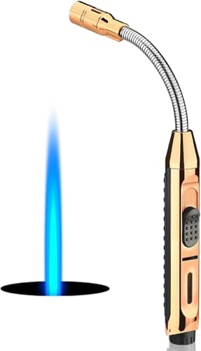 ibforcty Torch Lighter with Fire Lock, Visible Fuel Window Lighter Adjustable Jet Flame for Grill Candle Kitchen BBQ Fireworks (Butane Not Included)