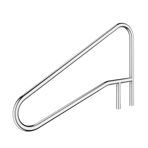 ECOTRIC Pool Handrail Deck Mounted Swimming Pool Step/Stair Rail 304 Stainless Steel Cross Brace