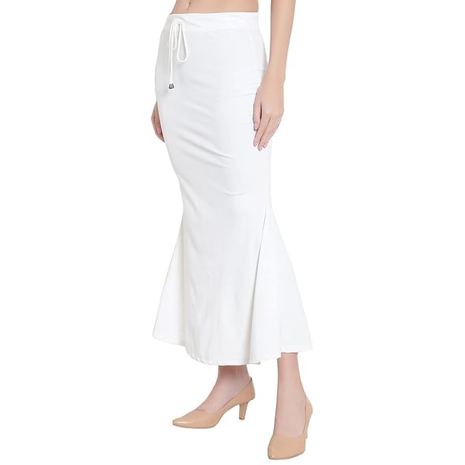 Image of Saree Shapewear Petticoat for Women Cotton Blended Lycra Shaper Petticoat with Elastic & Lace (Drawstring) Long Under Skirt Fishcut Wrinkle Free Shapewear