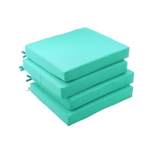 KCVV Outdoor Chair Cushions Set of 4,Patio Cushions for Outdoor Furniture,Waterproof Patio Chair Cushions with Ties,Memory Foam Outdoor Seat Cushion,18.5