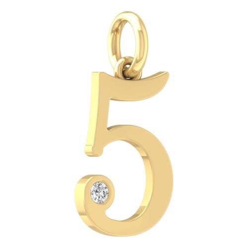 1/20 Carat lab Grown Diamond Zero to Nine Number Pendant Necklace | 10K, 14K Yellow or White Gold and Silver Cable Chain Necklace 18 inch | D-F Color and VS1 Clarity3