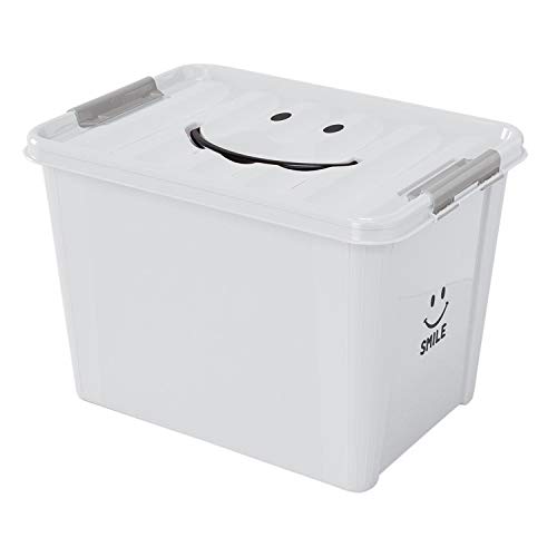 SPICE OF LIFE(スパイス) 収納ケース スマイルボックス ホワイト Lサイズ 40×28×27.5cm ポリプロピレン ふた付き スタッキング可 SFPT1530WH