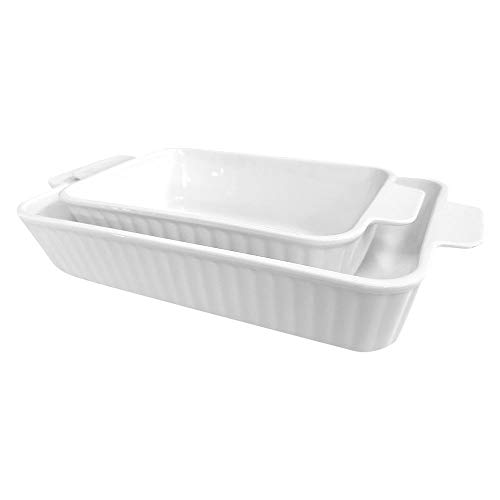 G-LIKE Porzellan Backplatte Keramik Backgeschirr – 2er Set Weiße...