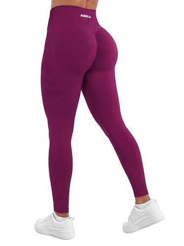 Image of AUROLA Influence Workout Leggings for Women, Seamless Compression Tummy Control Leggings Mid Rise Yoga Pants