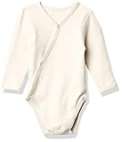 L'ovedbaby Unisex-Baby Organic Cotton Kimono Long Sleeve Bodysuit, Stone, 3/6 Months