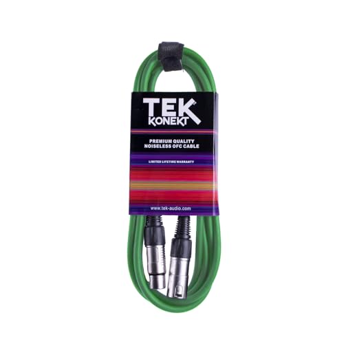 Premium XLR Cable for a Clear Audio Signal with Balanced Male to Female Microphone Lead, plus Cable Tie, for professional DJ, stage and studio (Green, 6m)