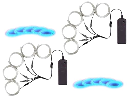Image of MaxLax EL Wire, Portable Neon Lights EL Wire 5 in 1 Meter, Electroluminescent Wire for Halloween Decoration, Christmas Party, Blacklight Run,DIY Decoration (Ice Blue, 2Pack 5 in1M)
