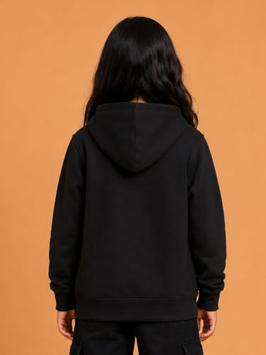 Image of Unisex Kids Solid Full Sleeve Zip Front Open Hooded Sweatshirt