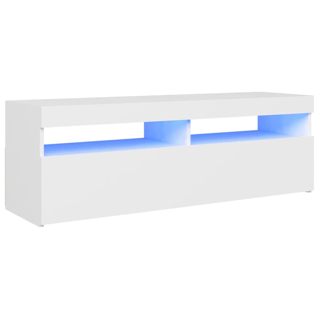 vidaXL - TV-Möbel - TV-Schrank mit LED-Leuchten Weiß 120x35x40 cm
