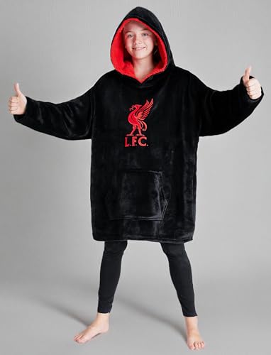Liverpool FC Fleece Hoodie Blanket for Boys Teenagers One Size Kids Oversized Hoodie Liverpool Gifts for Boys (Black) - Image 7