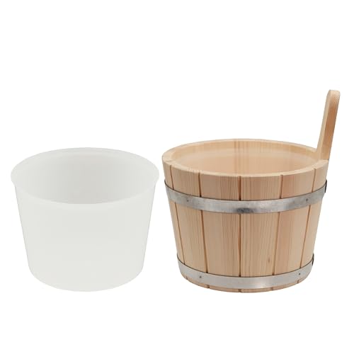 HAF® Cubo de sauna de madera blanda de 5 litros con inserto de plástico | Cubo de infusión resistente a la humedad | Accesorios para sauna de alta calidad | Calidad: fabricado en Alemania