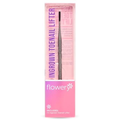 Flowery Ingrown Toenail Lifter - Stainless Steel Ingrown Toenail Tool Dual-Ended Design with Lifter & Spatula Nail Cleaner Pedicure Tool