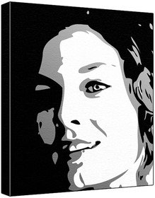 Alexa Davalos (100% Original Painting. Not A Print ) Acrylic Paint On Deep Framed Canvas (60 x 50 x 1.8 cm) 3-Colour Black/Grey/White-image-37