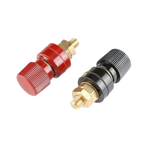 Power Junction Post Connectors 1-40pcs M6/M8 333/555 Inverter Terminal Connector High Temperature Resistance 8mm/6mm Red and Black High Current Terminal Clamp(333-M6-Red-BN,10pcs)