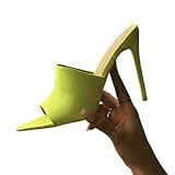 Bopchk Sandals Candy Color Luxury Rabbit Fur High Heel Sandals Slippers Evening Party Women Shoes 35-43,Green, 40