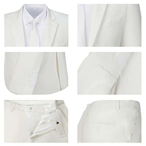 Mens 2 Piece Suit Slim Fit Single Breasted Suits Blazer And Pants,Two Button Solid Prom Wedding Tuxedo Jacket&Trousers For Men Ivory 3Xl #TOP5