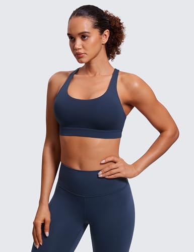 Image of CRZ YOGA Naked Feeling Strappy Sports Bras | Medium Support, Removable Pads, Yoga, Sleek, Scoop Neck, for Women