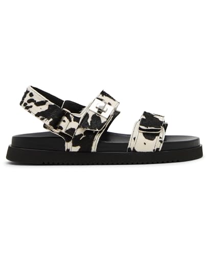 Steve Madden Women's Mona Sandal, Black/White, 7.5