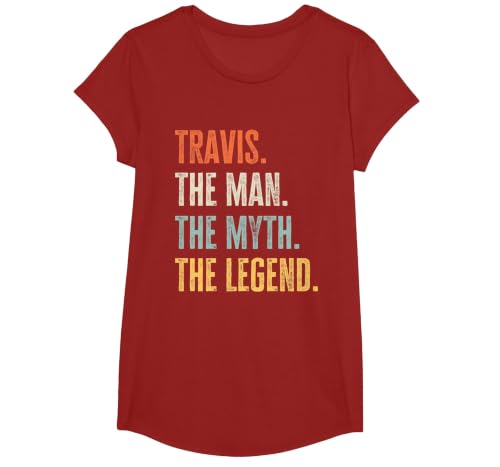 Travis The Best, Man Myth Legend, Funny Best Name Travis T-Shirt, Girls, Cranberry Red, Medium