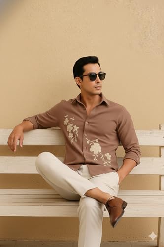 Image of Lymio Men Shirt | Premium Embroidered Shirt for Men | Long Sleeve Slim Fit Casual Shirts for Men | Trendy Wedding & Festive Ready (Packs Also Available) (01-04)