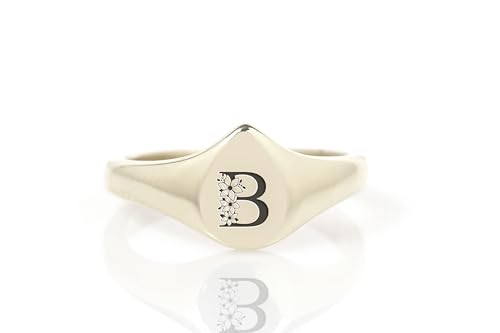 Bague lettre en argent 925 personnalisable avec goutte d'eau ciselée - 4