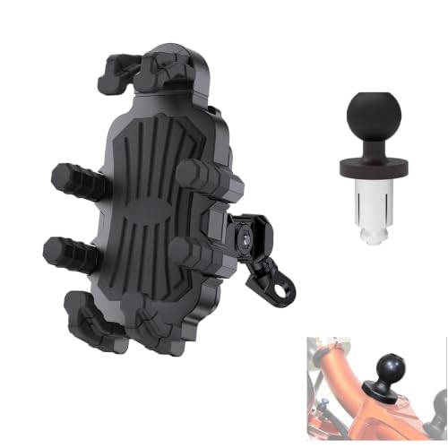 Image of Motorcycle Phone Holder for 13mm- 19mm Fork Stem Hole,Smartphone 4.7''-7.2'' Motorbike Mirror Seat Phone Mount (A-Mirror Mount)