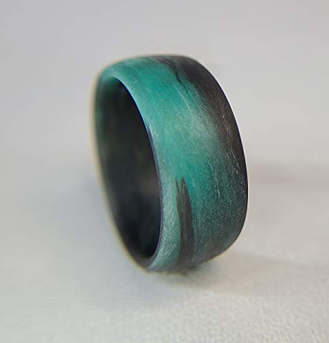 Handmade Ring Band - Men's or Women's Carbon Fiber Teal Marbled Glow Ring, Matte Finish, Glow-in-the-Dark, Durable, Scratch Resistant, Waterproof, Sizes 4-16, Custom Band Widths2