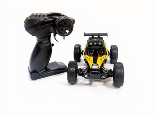 Image of RC Off-Road Buggy Car with Remote Controller, Yellow and Black, 4-Wheel Drive, All-Terrain Toy Vehicle