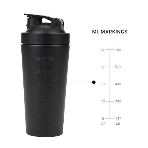 Image of MuscleBlaze Stainless Steel Gym Shaker (Black, 700ml)