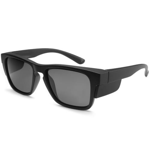 Image of Dollger Trendy Square Polarized Sunglasses for Men, Wrap-Around Side Protection Design thick Frames DG520-2025
